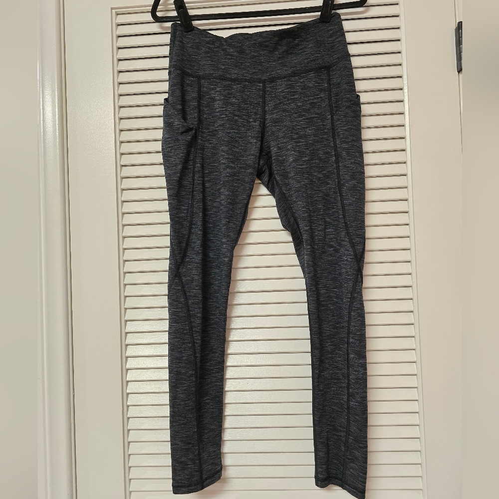 Grey Workout Athletic Activewear Leggings With Pockets